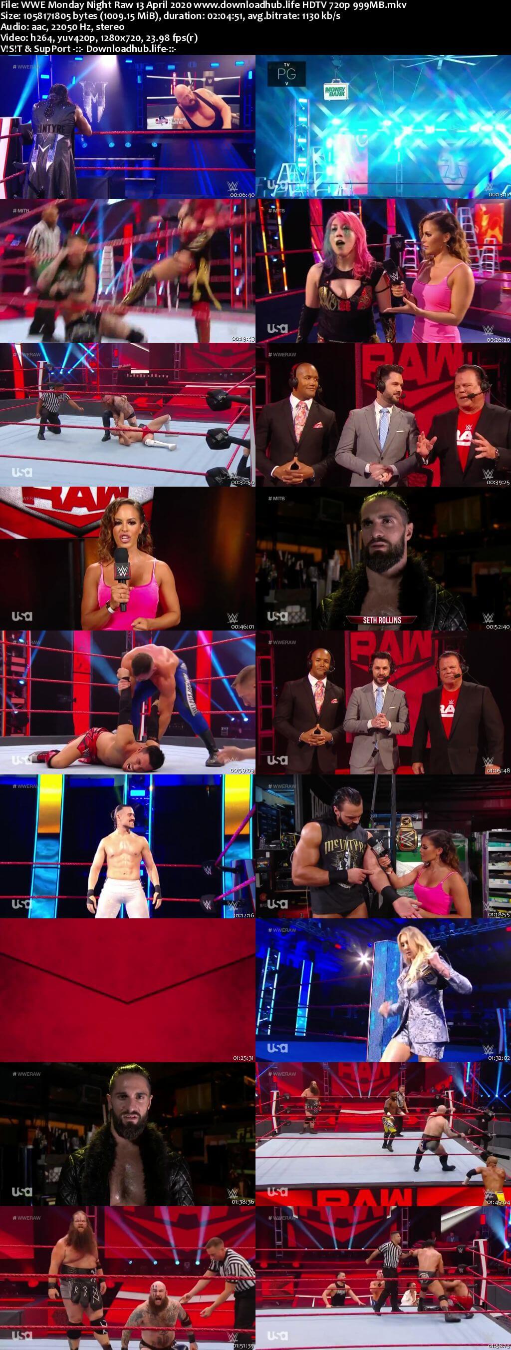 WWE Monday Night Raw 13th April 2020 720p 500MB HDTVRip 480p