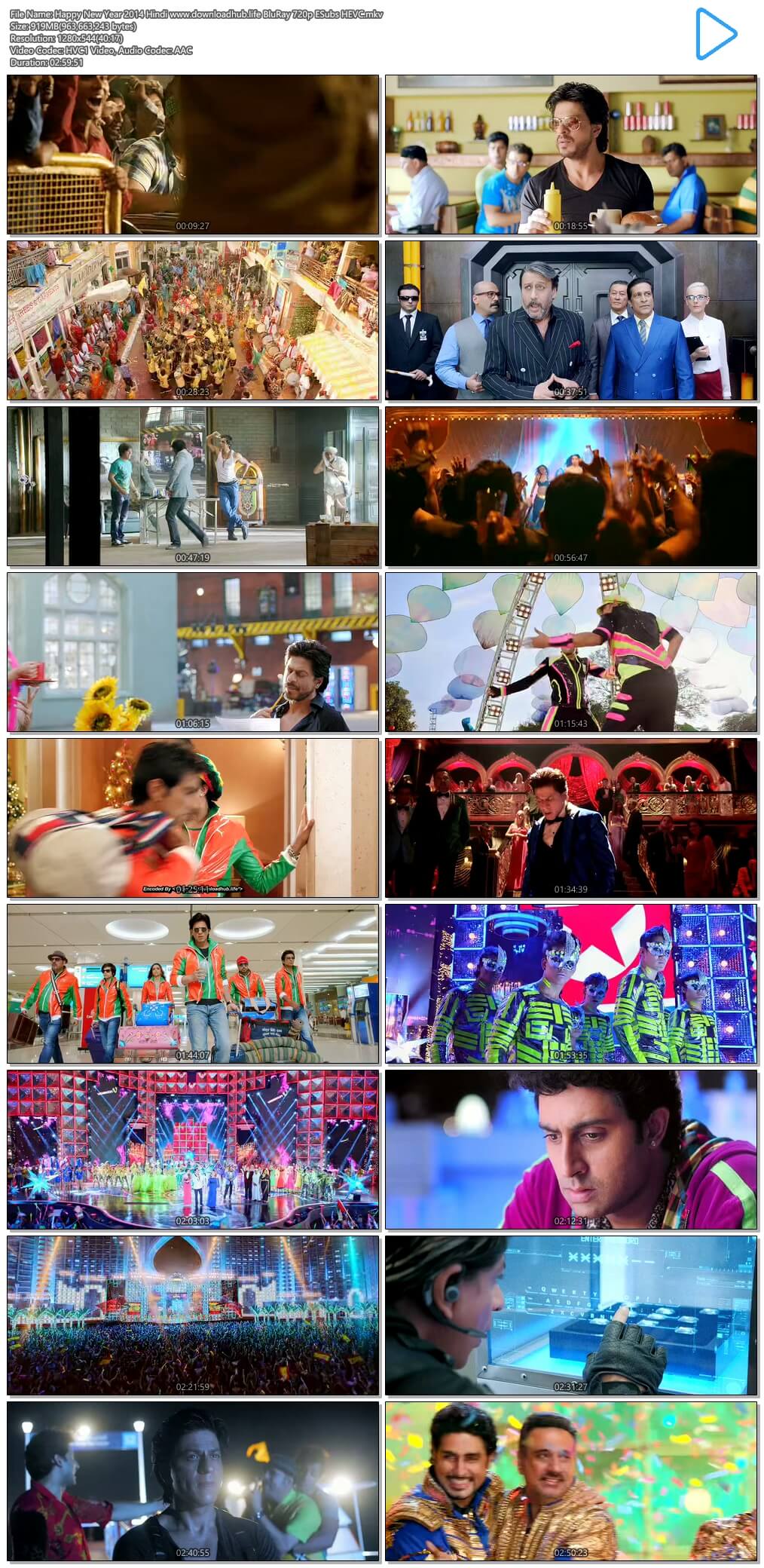 Happy New Year 2014 Hindi 900MB BluRay 720p ESubs HEVC