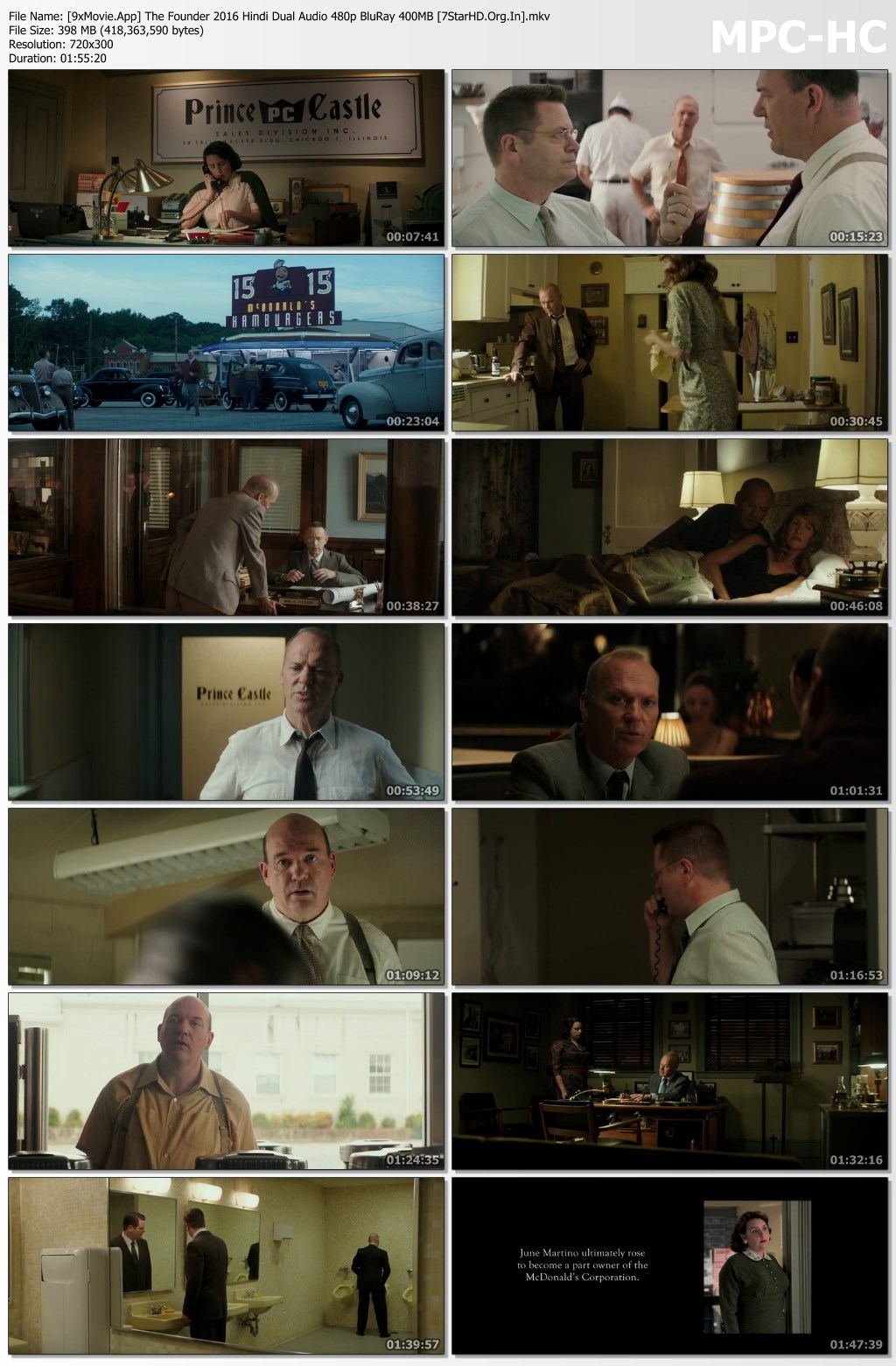 The Founder 2016 Hindi Dual Audio 480p BluRay x264 400MB