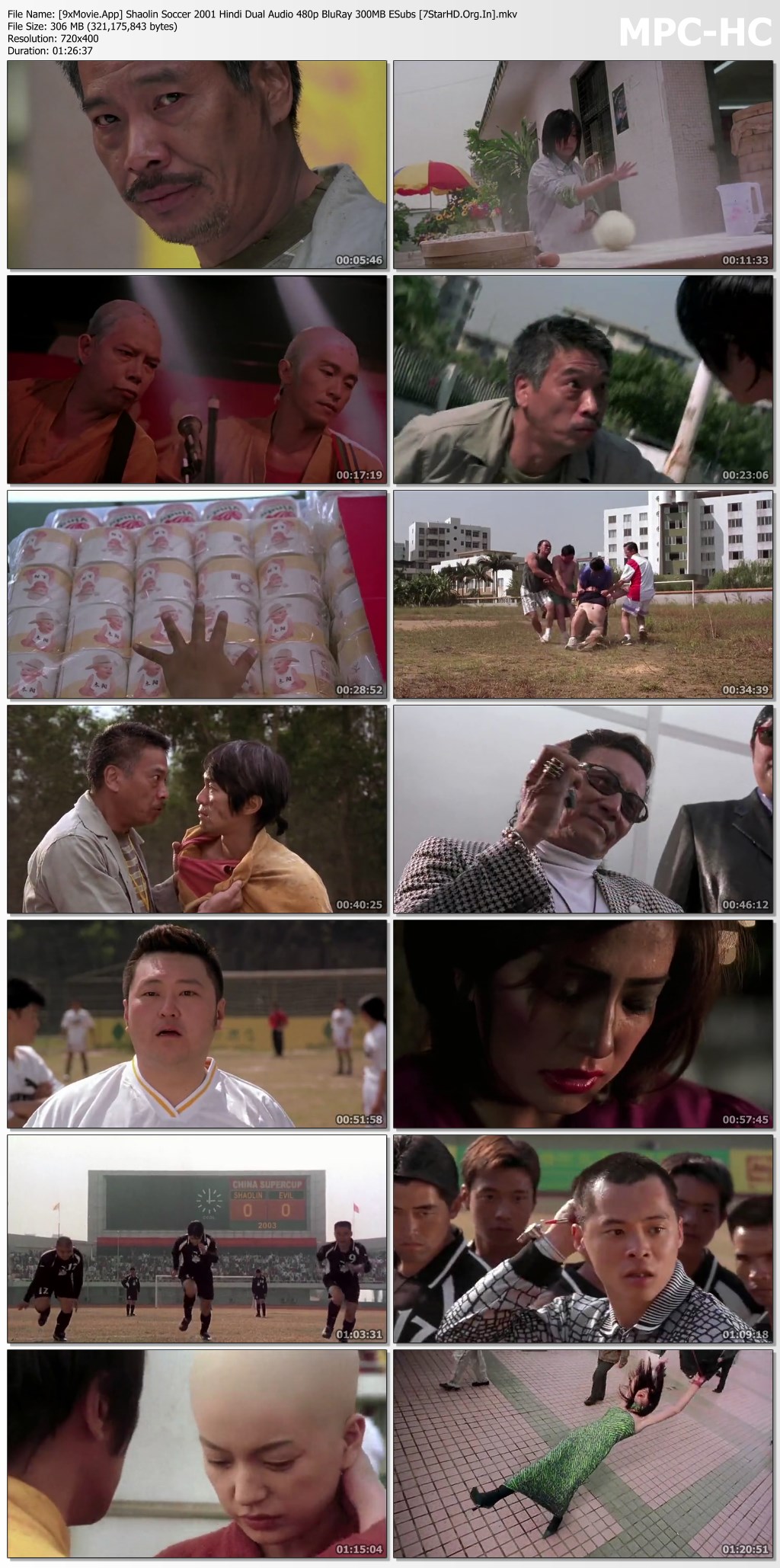 Shaolin Soccer 2001 Hindi Dual Audio 480p BluRay x264 300MB ESubs