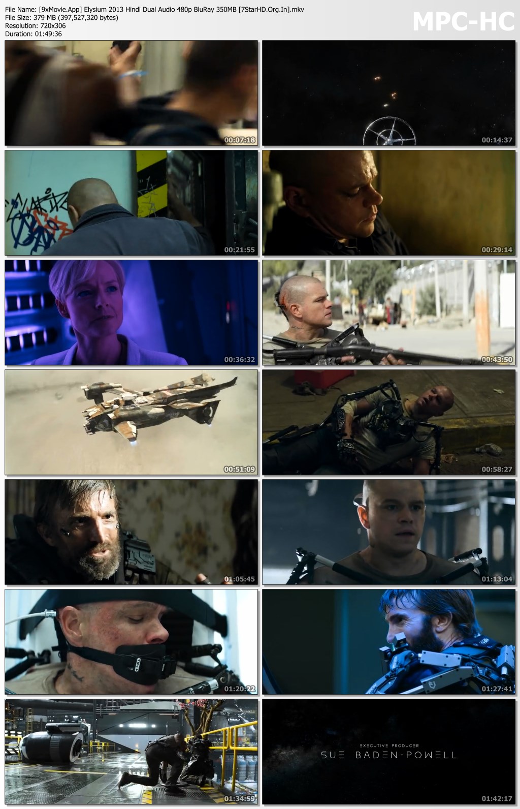 Elysium 2013 Hindi Dual Audio 480p BluRay x264 350MB