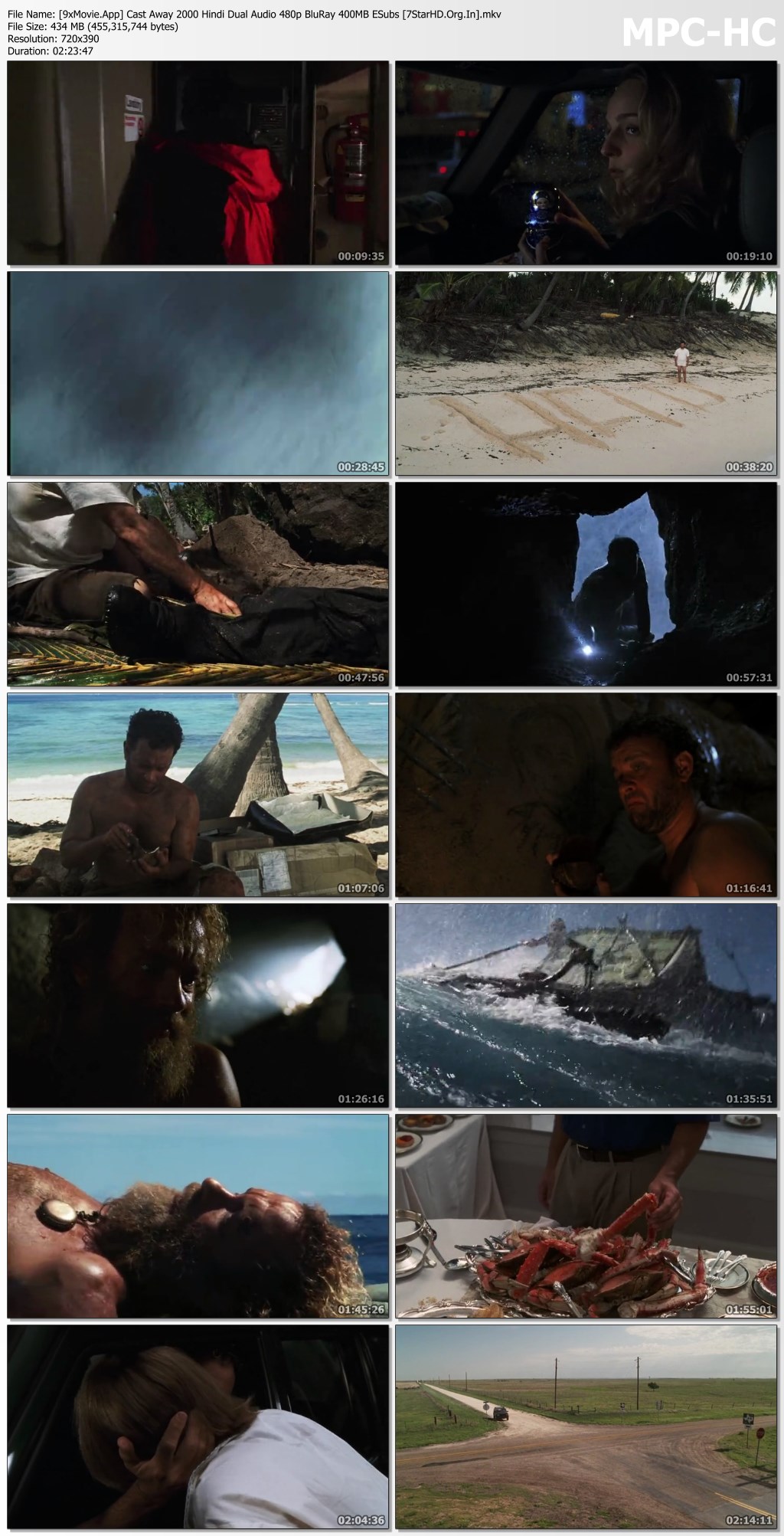 Cast Away 2000 Hindi Dual Audio 480p BluRay x264 400MB ESubs