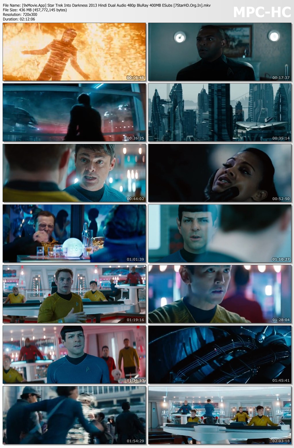 Star Trek Into Darkness 2013 Hindi Dual Audio 480p BluRay x264 400MB ESubs