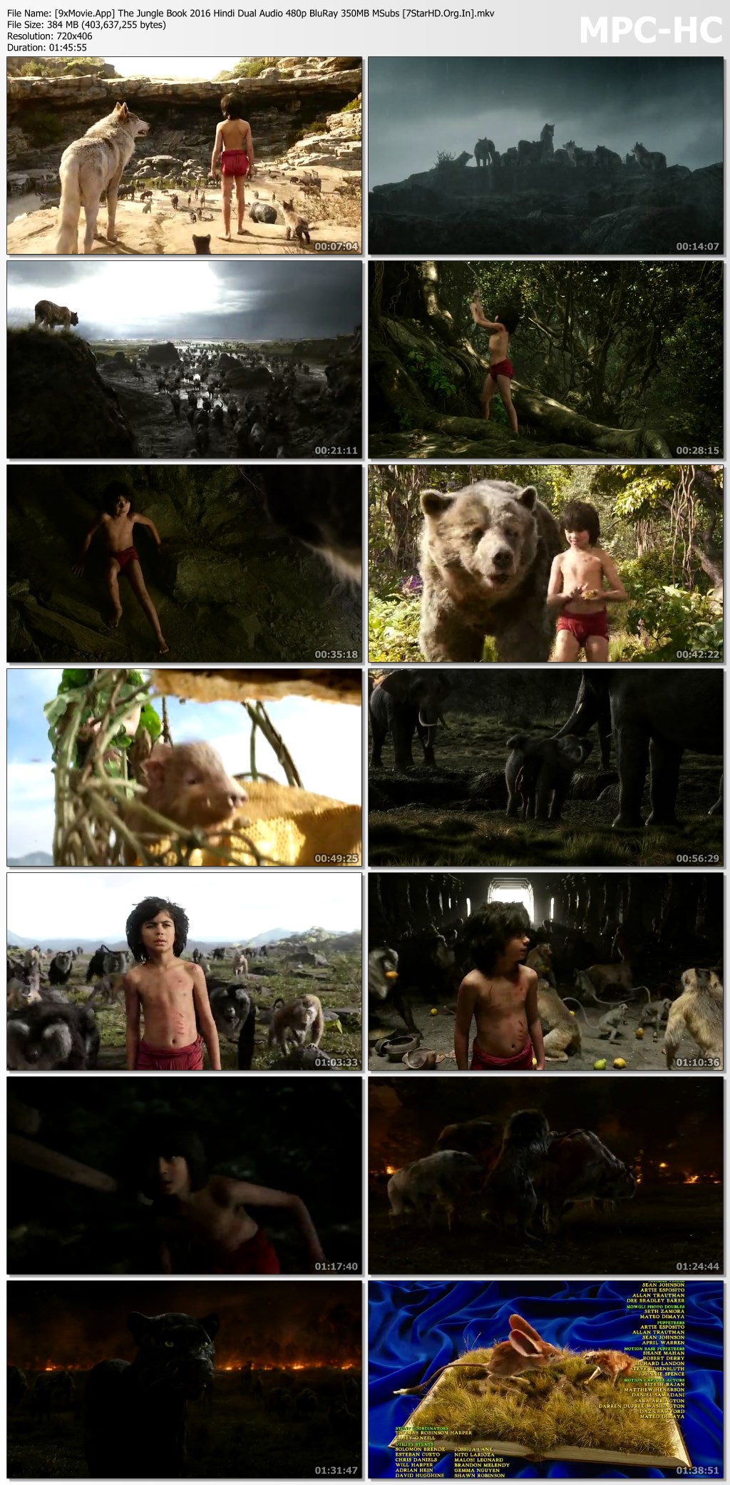 The Jungle Book 2016 Hindi Dual Audio 480p BluRay x264 350MB MSubs