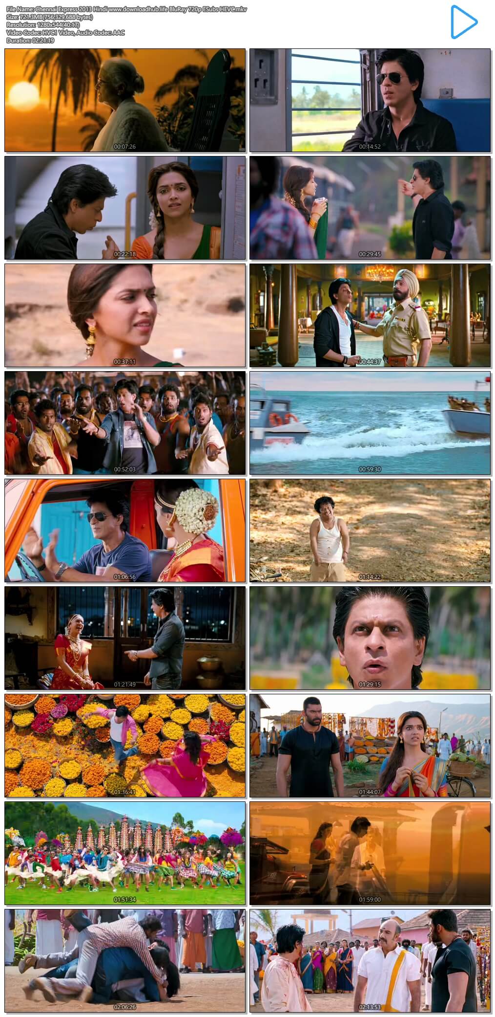 Chennai Express 2013 Hindi 700MB BluRay 720p ESubs HEVC