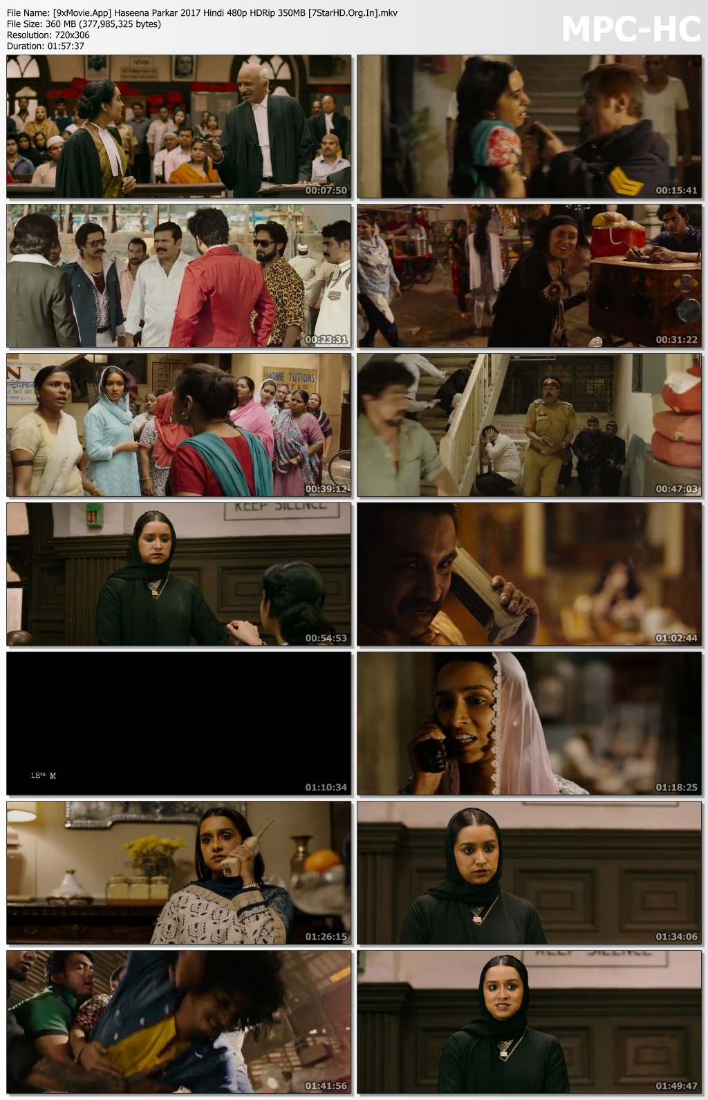 Haseena Parkar 2017 Hindi 480p HDRip x264 350MB