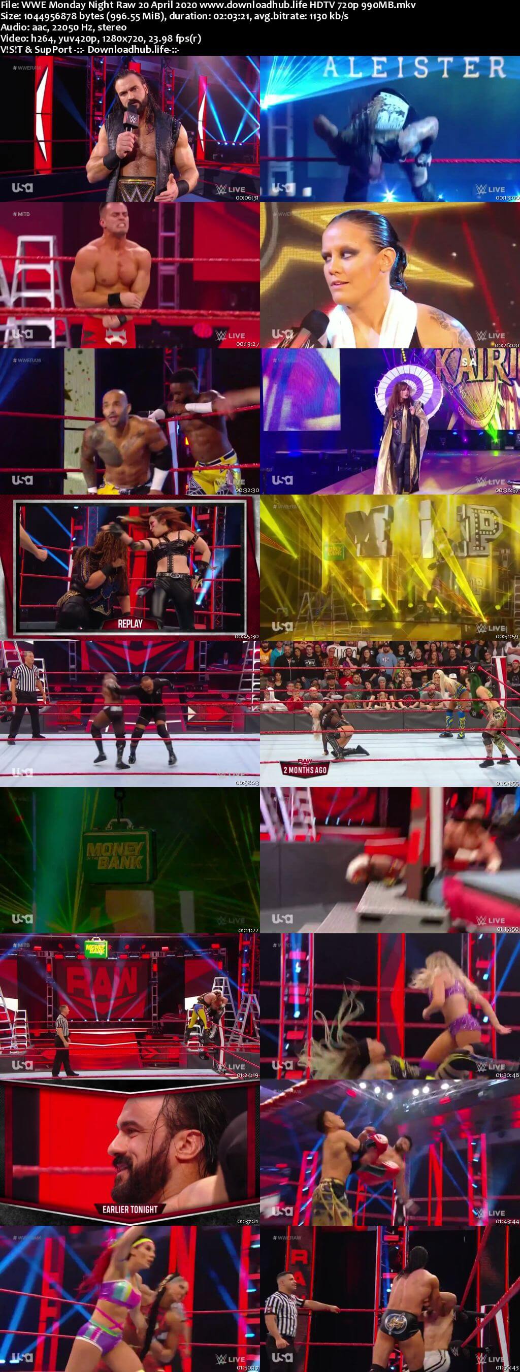 WWE Monday Night Raw 20th April 2020 720p 500MB HDTVRip 480p