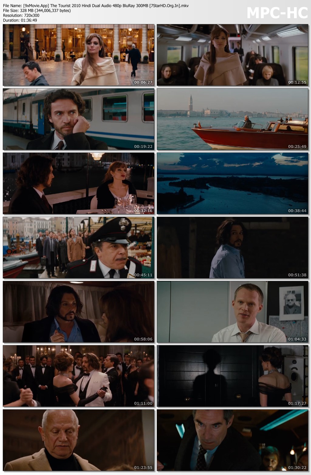 The Tourist 2010 Hindi Dual Audio 480p BluRay x264 300MB