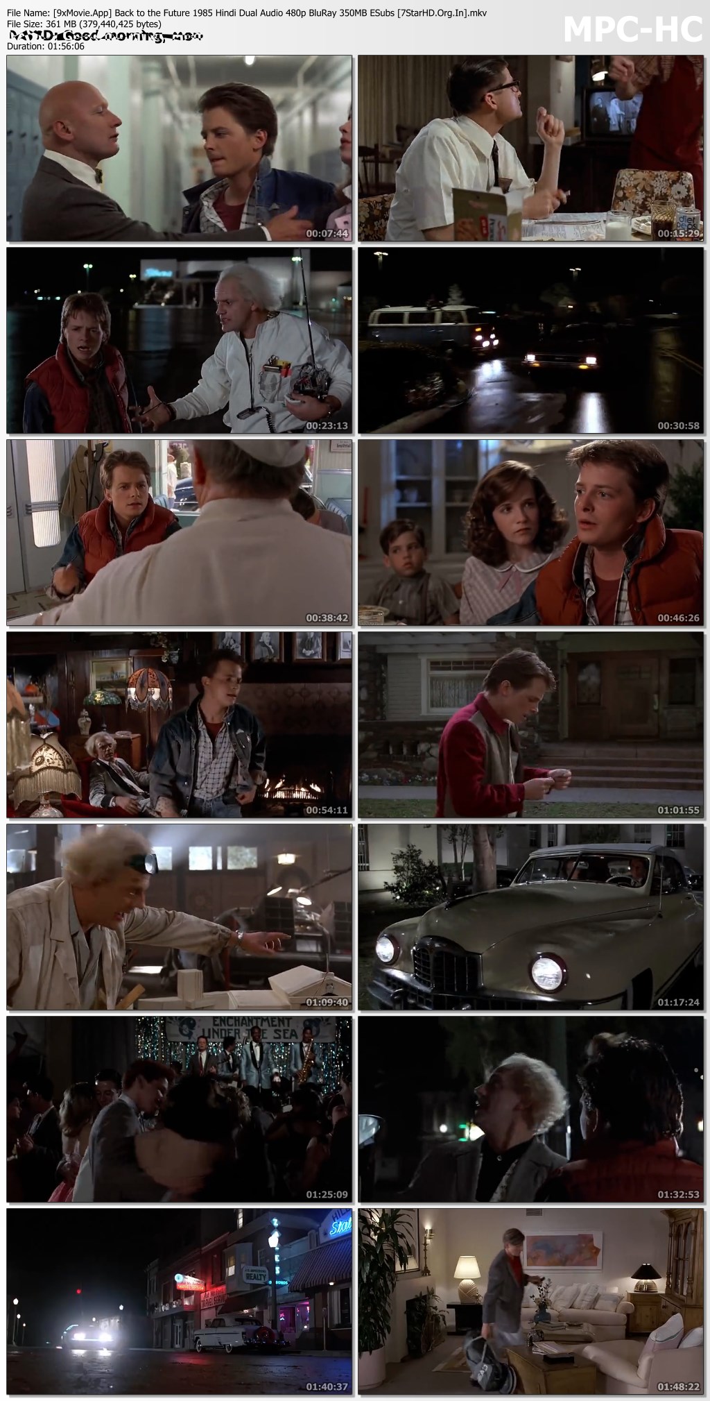 Back to the Future 1985 Hindi Dual Audio 480p BluRay x264 350MB ESubs