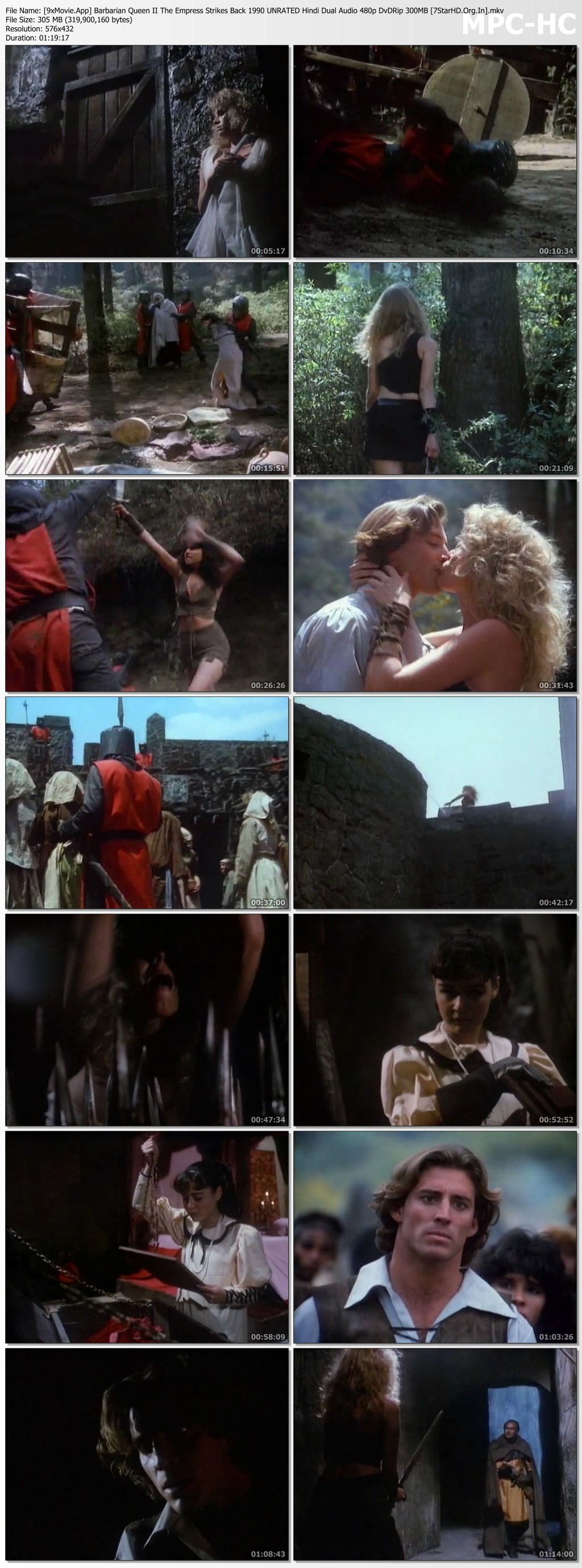 Barbarian Queen II The Empress Strikes Back 1990 UNRATED Hindi Dual Audio 480p DvDRip x264 300MB