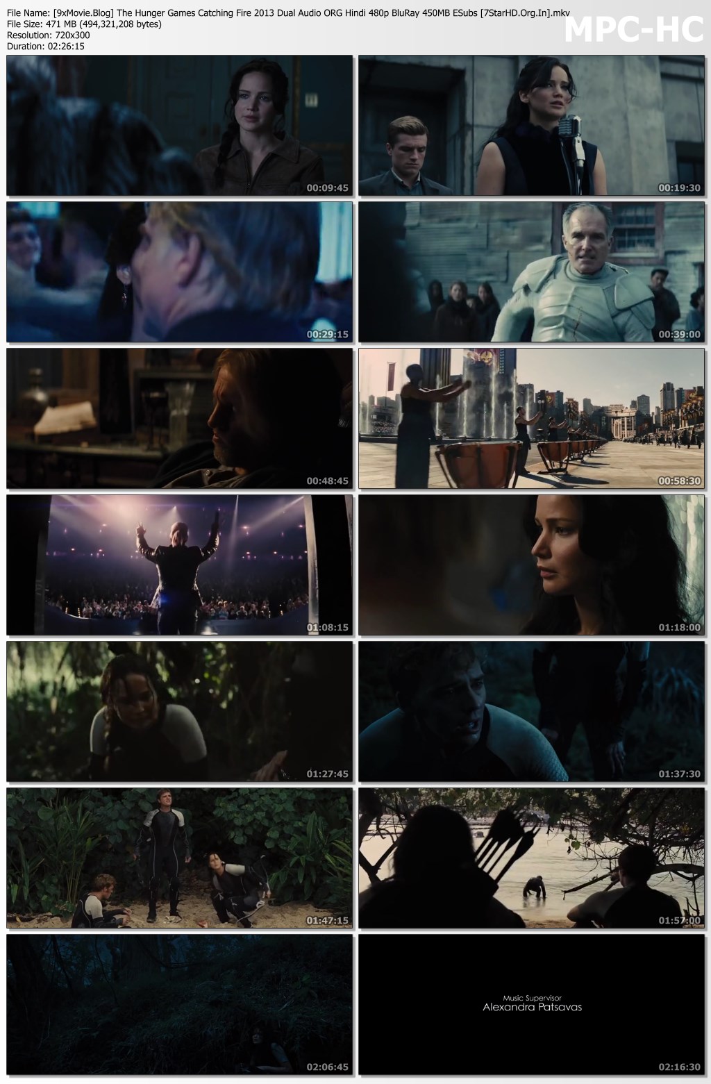 The Hunger Games Catching Fire 2013 Dual Audio ORG Hindi 480p BluRay x264 450MB ESubs