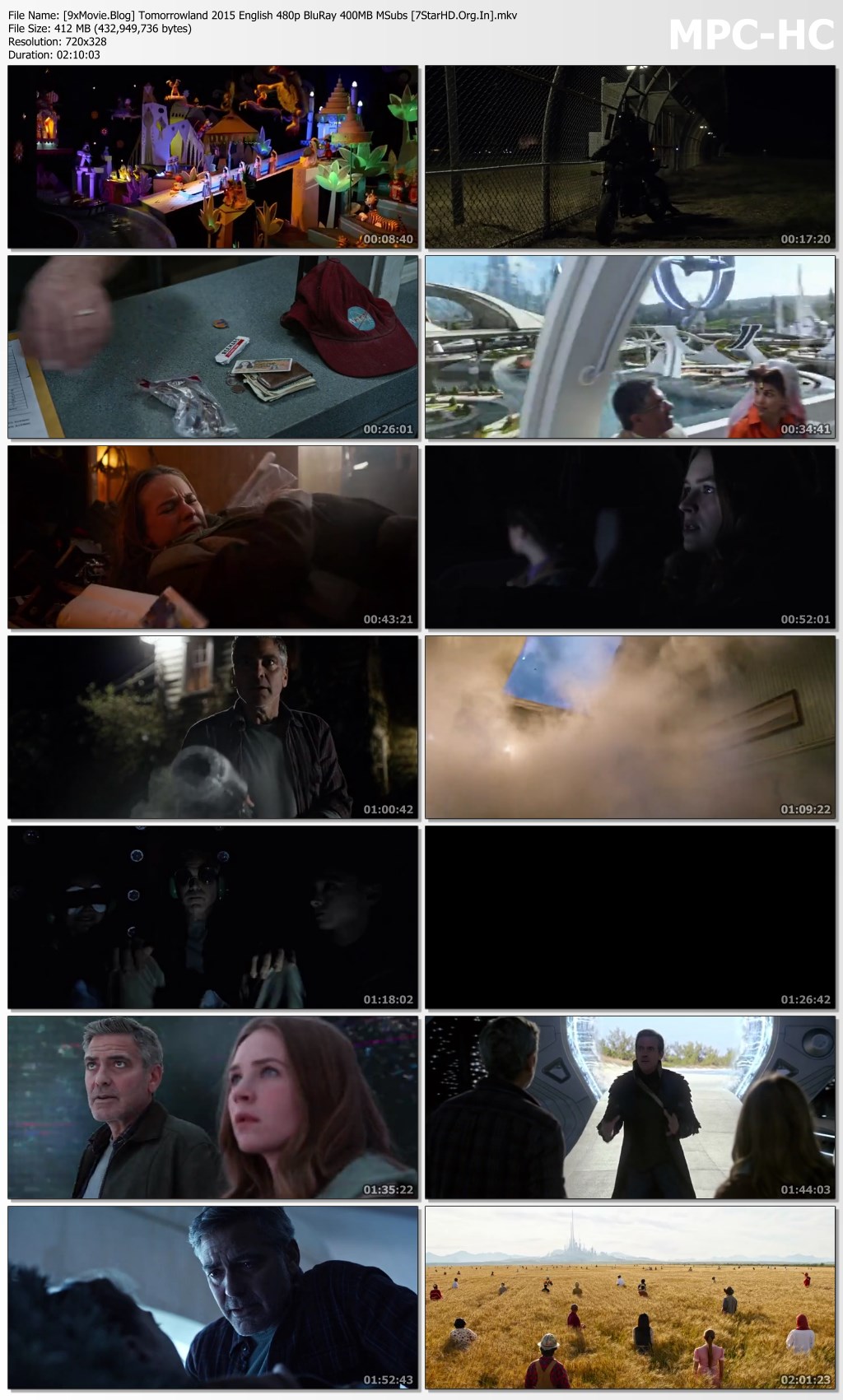 Tomorrowland 2015 English 480p BluRay x264 400MB MSubs