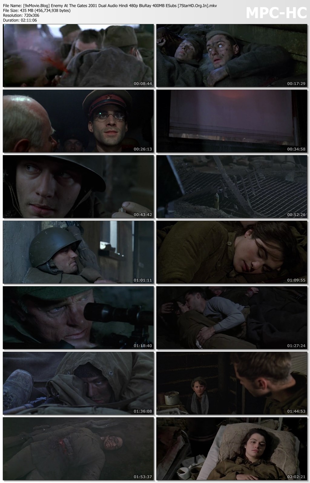 Enemy At The Gates 2001 Dual Audio Hindi 480p BluRay x264 400MB ESubs