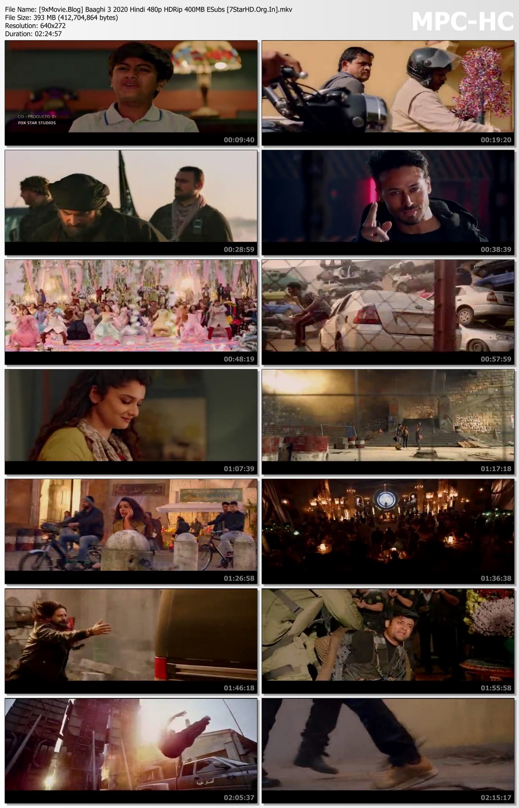 Baaghi 3 2020 Hindi 480p HDRip x264 400MB ESubs