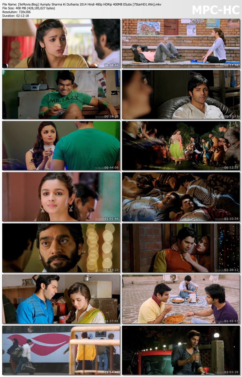 Humpty Sharma Ki Dulhania 2014 Hindi 480p HDRip x264 400MB ESubs