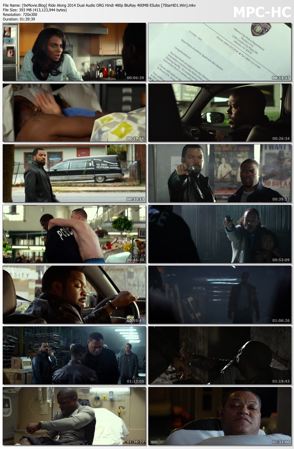 Ride Along 2014 Dual Audio ORG Hindi 480p BluRay x264 400MB ESubs