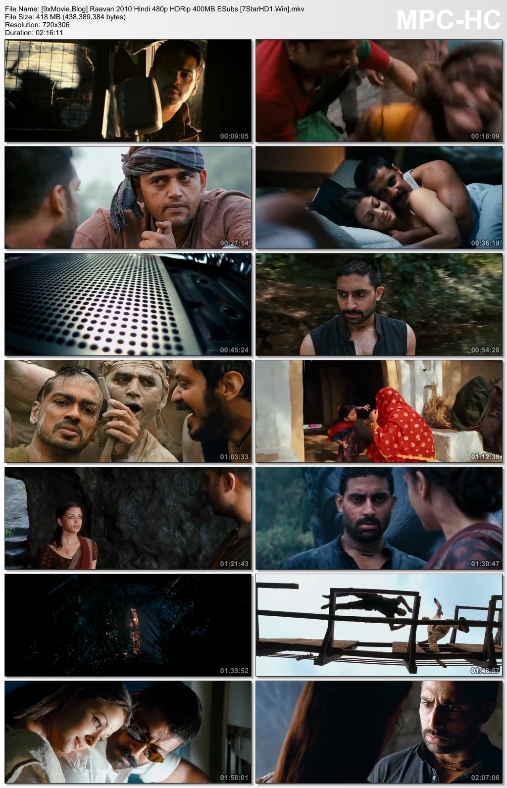 Raavan 2010 Hindi 480p HDRip x264 400MB ESubs