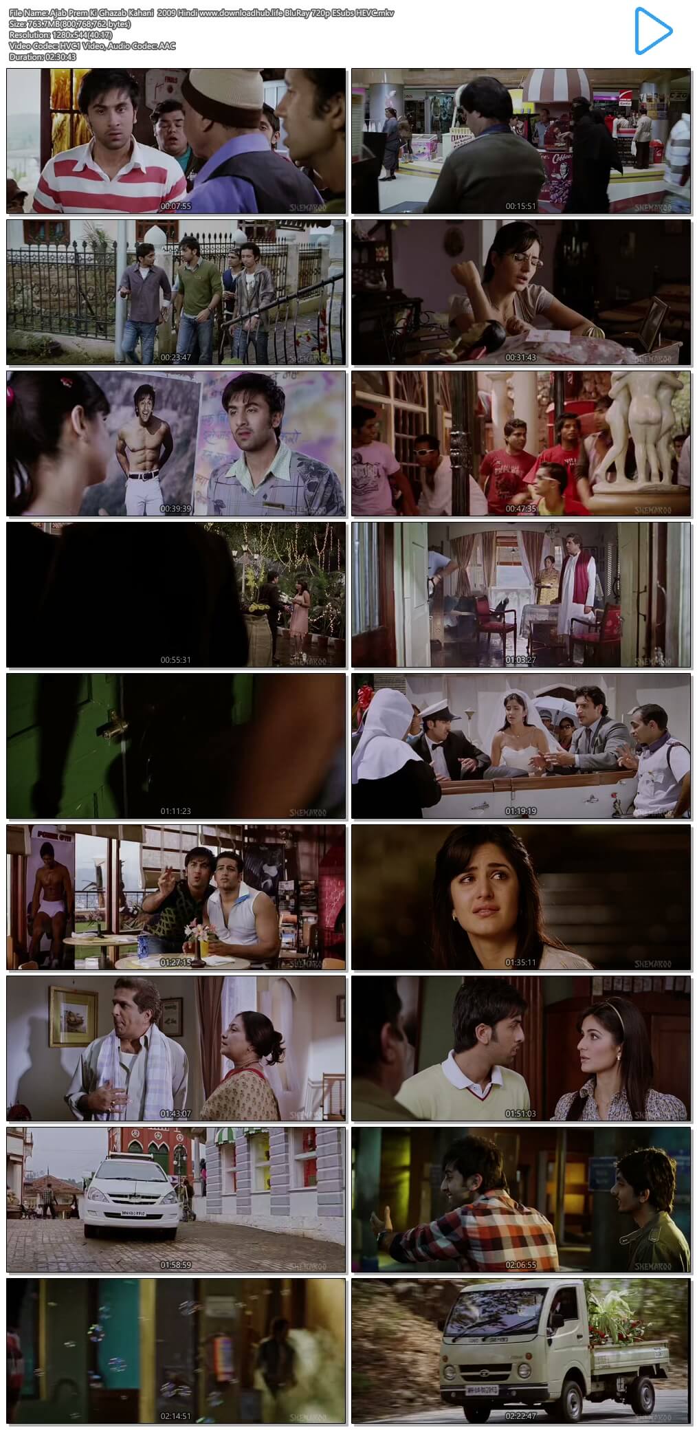 Ajab Prem Ki Ghazab Kahani 2009 Hindi 750MB BluRay 720p ESubs HEVC
