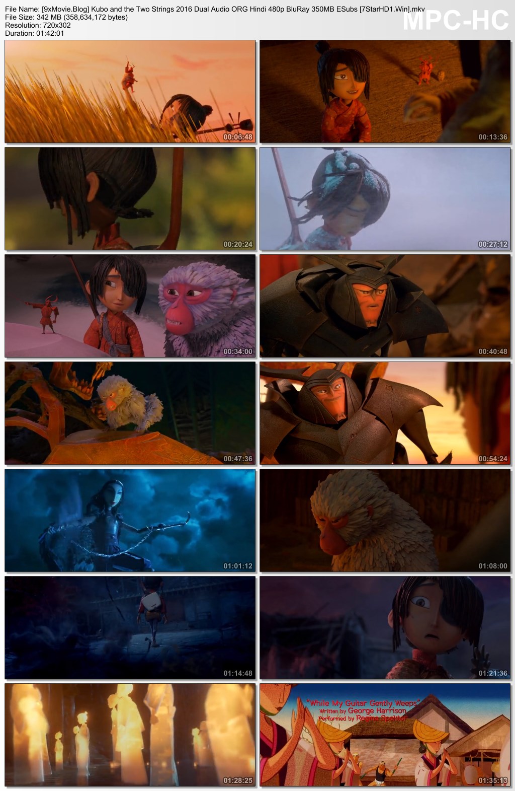 Kubo and the Two Strings 2016 Dual Audio ORG Hindi 480p BluRay x264 350MB ESubs