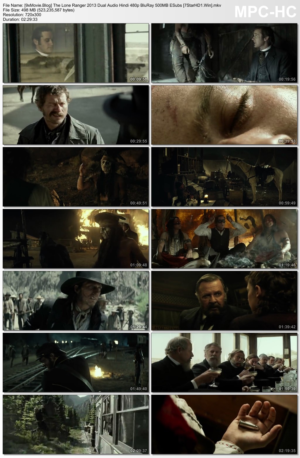 The Lone Ranger 2013 Dual Audio Hindi 480p BluRay x264 500MB ESubs