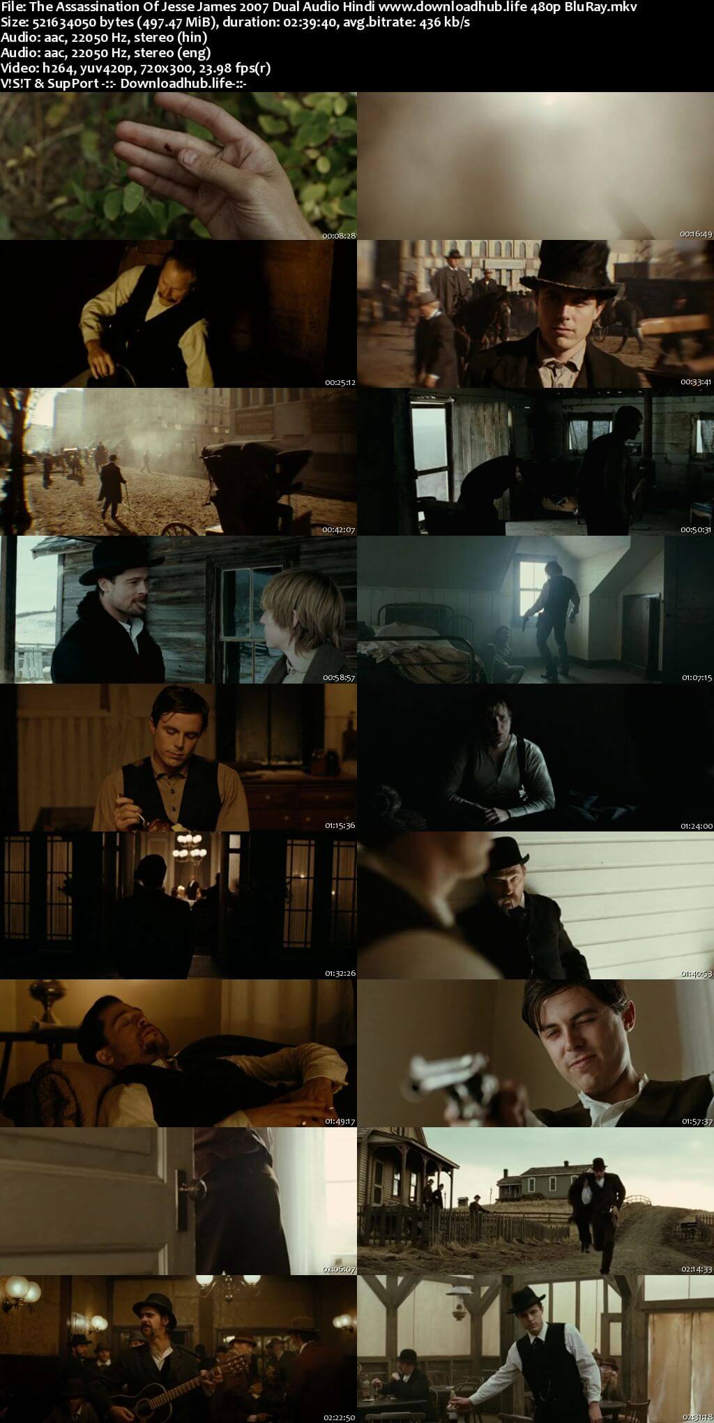 The Assassination of Jesse James 2007 Hindi Dual Audio 500MB BluRay 480p ESubs