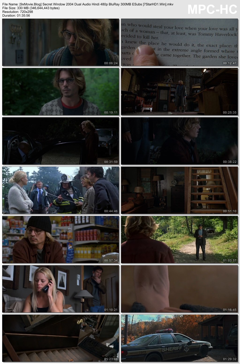 Secret Window 2004 Dual Audio Hindi 480p BluRay x264 300MB ESubs