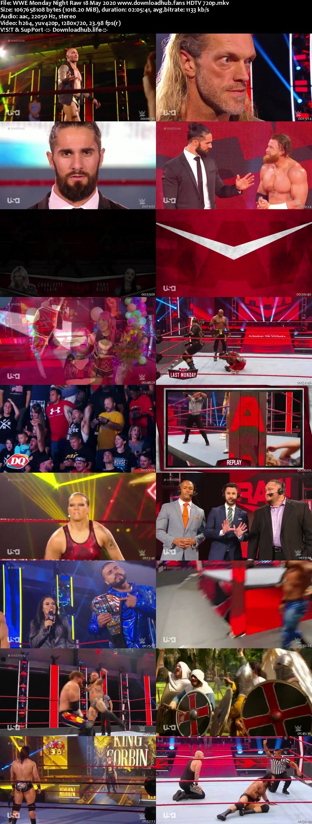 WWE Monday Night Raw 18th May 2020 720p 500MB HDTVRip 480p