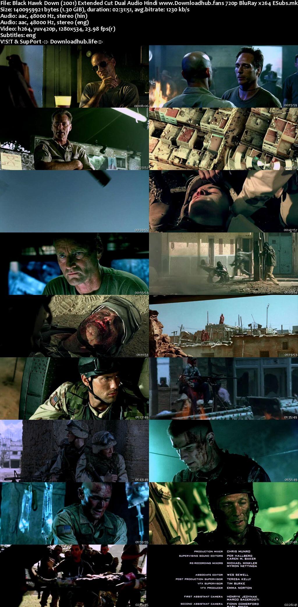 Black Hawk Down 2001 Hindi Dual Audio 720p EXTENDED BluRay ESubs