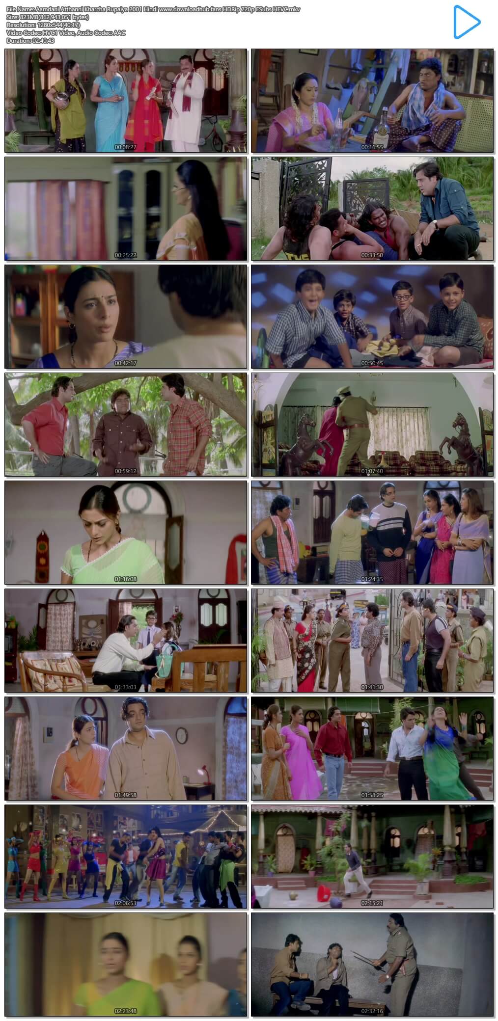 Aamdani Atthanni Kharcha Rupaiya 2001 Hindi 800MB HDRip 720p ESubs HEVC
