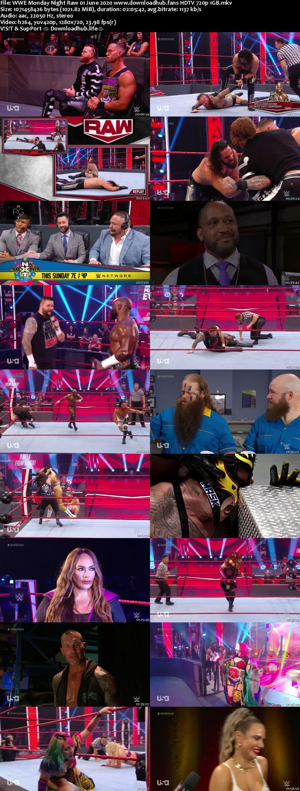 WWE Monday Night Raw 1st June 2020 720p 500MB HDTVRip 480p