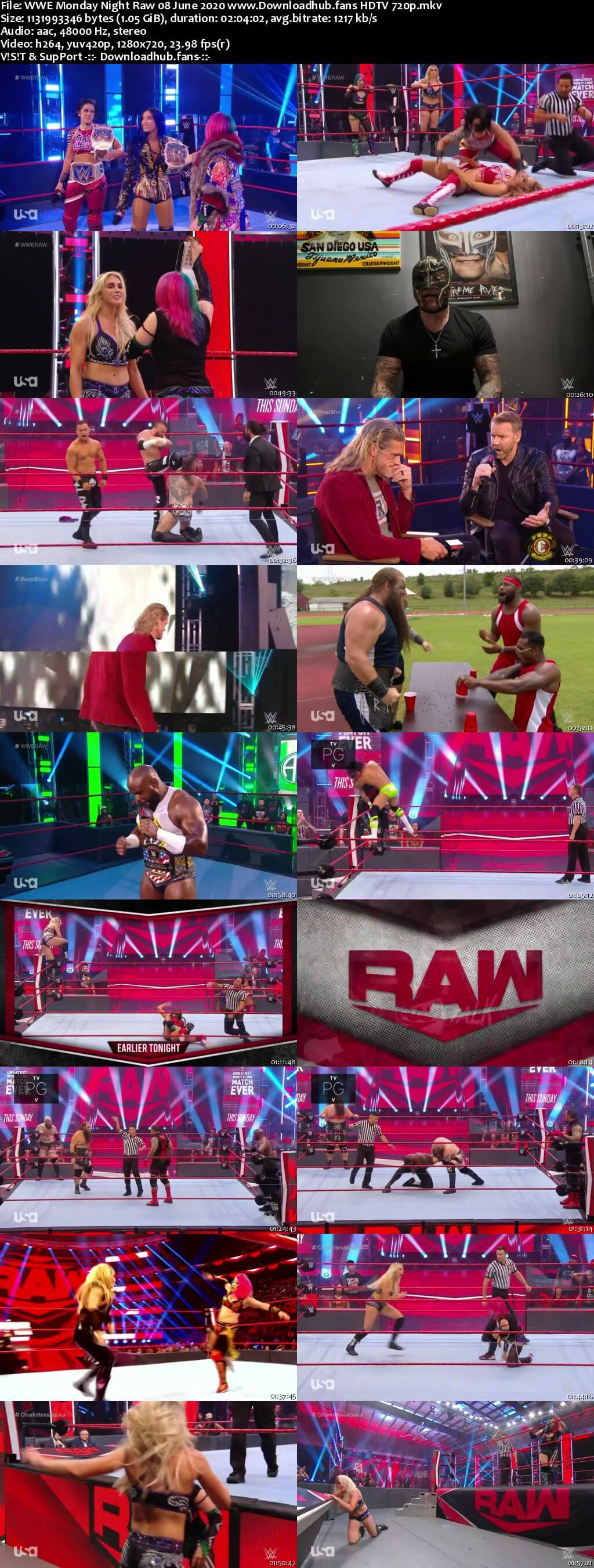 WWE Monday Night Raw 8th June 2020 720p 500MB HDTVRip 480p