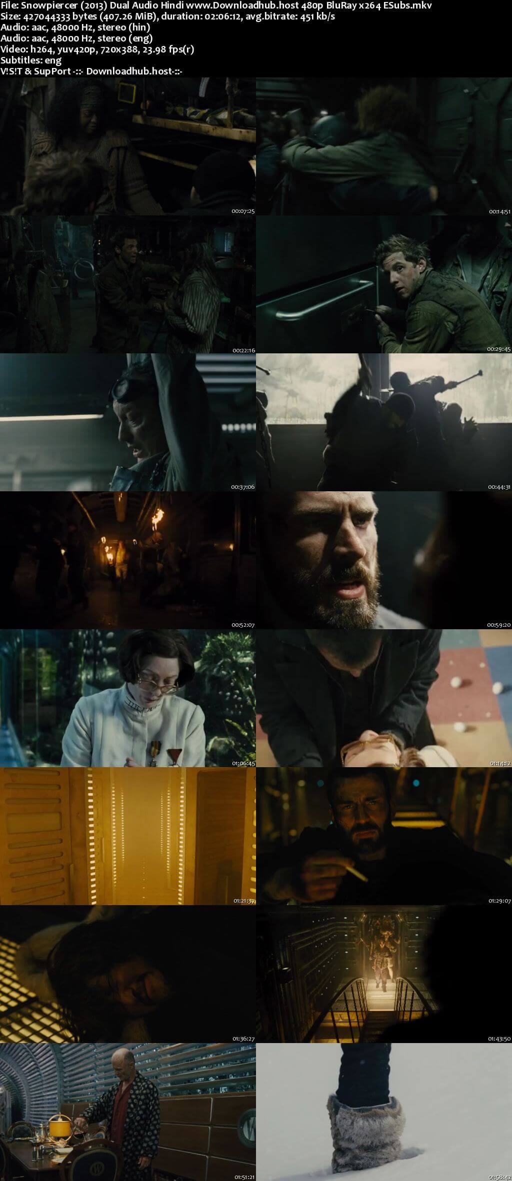 Snowpiercer 2013 Hindi Dual Audio 400MB BluRay 480p ESubs