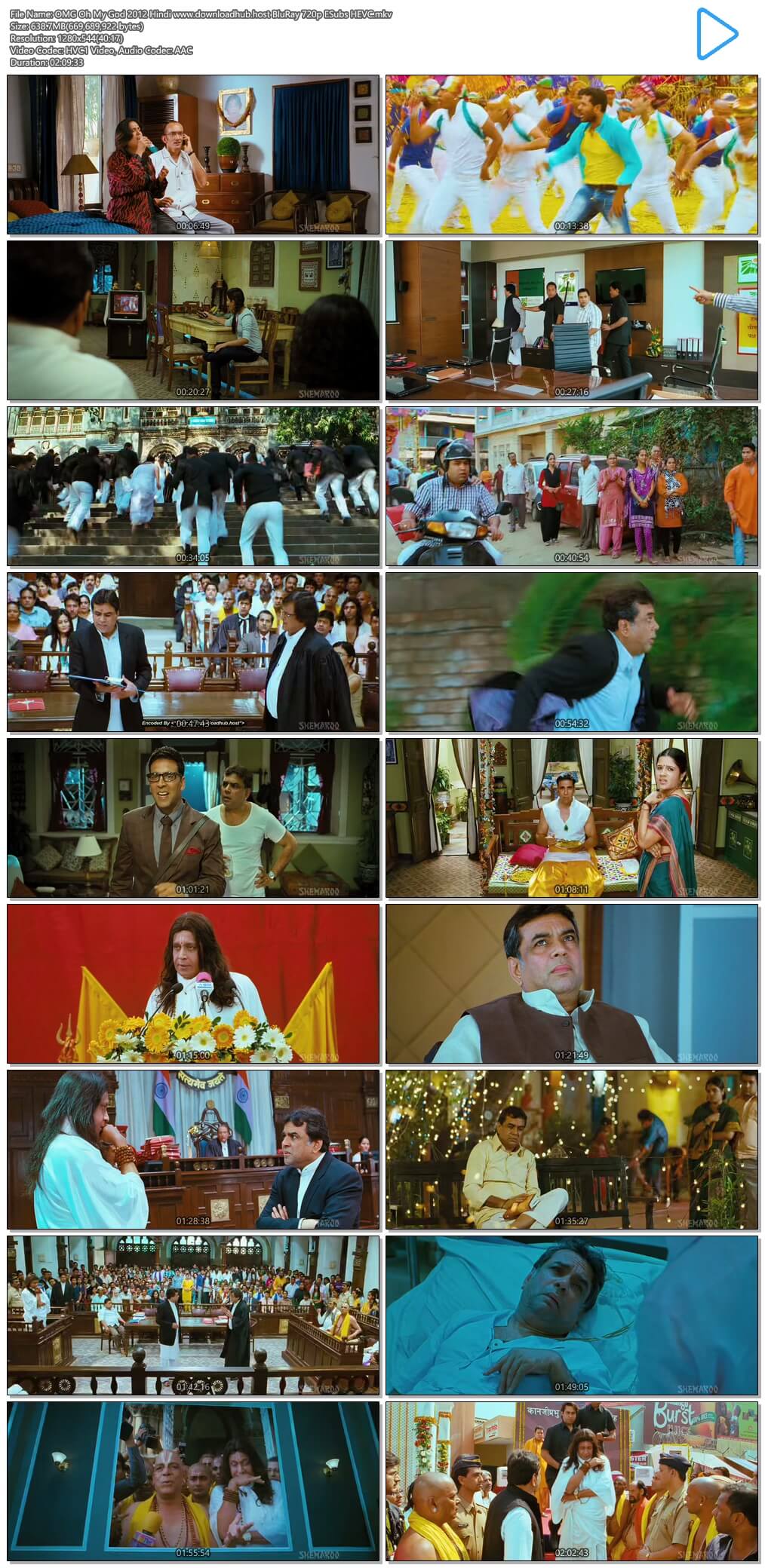 OMG Oh My God 2012 Hindi 600MB BluRay 720p ESubs HEVC