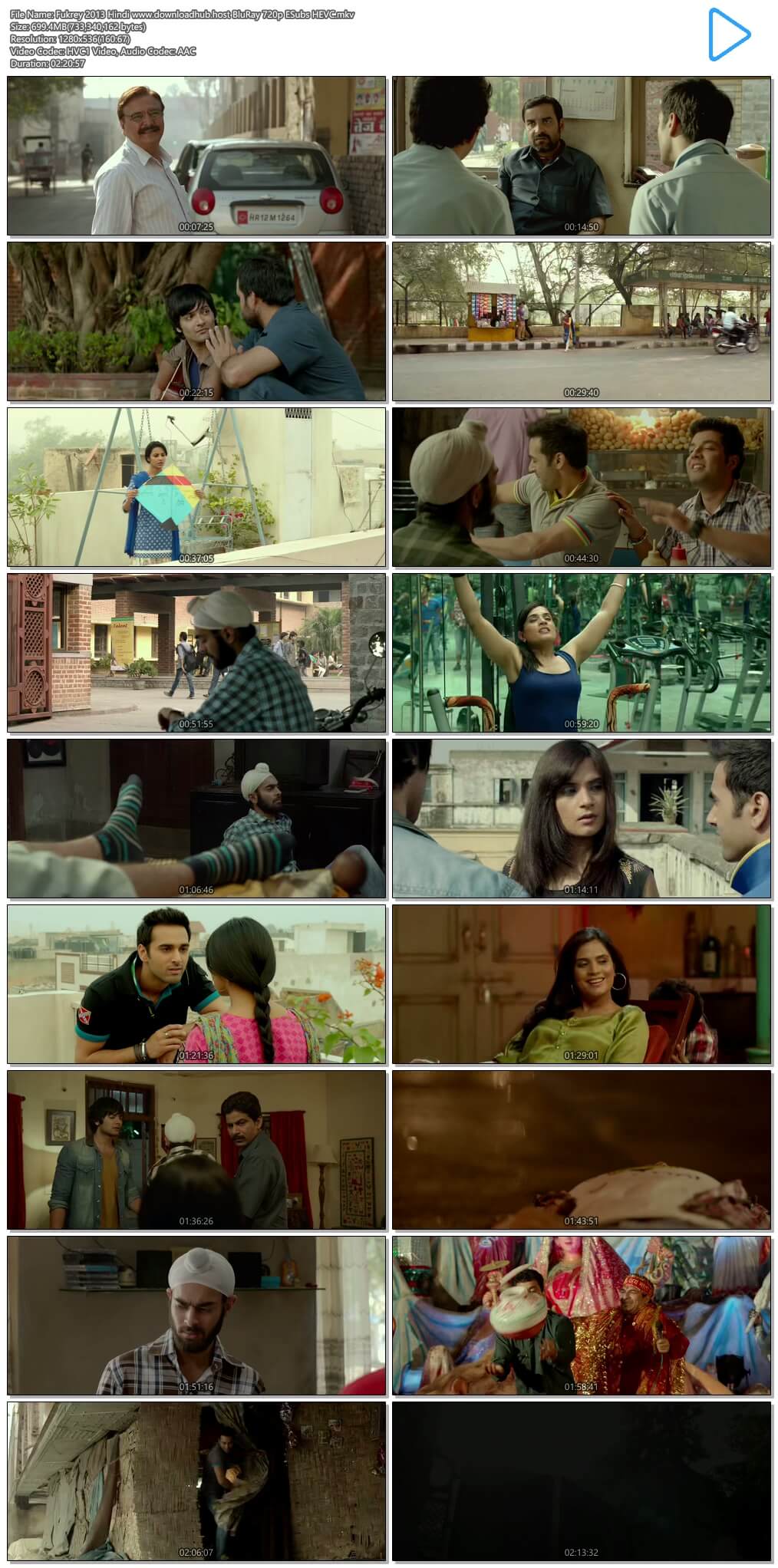 Fukrey 2013 Hindi 700MB BluRay 720p ESubs HEVC