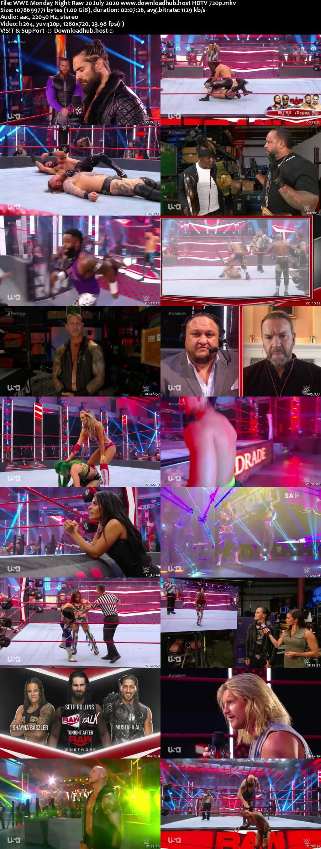 WWE Monday Night Raw 20th July 2020 720p 500MB HDTVRip 480p