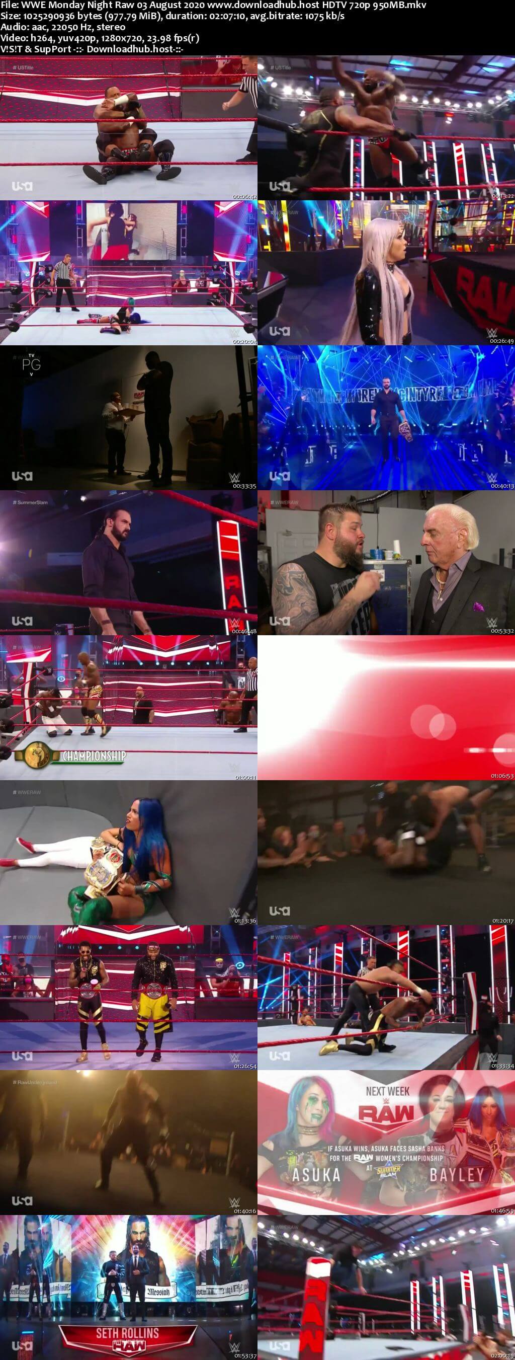 WWE Monday Night Raw 3rd August 2020 720p 500MB HDTVRip 480p