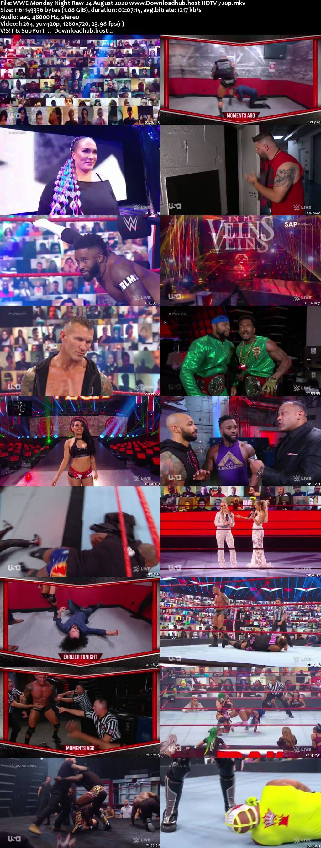 WWE Monday Night Raw 24th August 2020 720p 500MB HDTVRip 480p