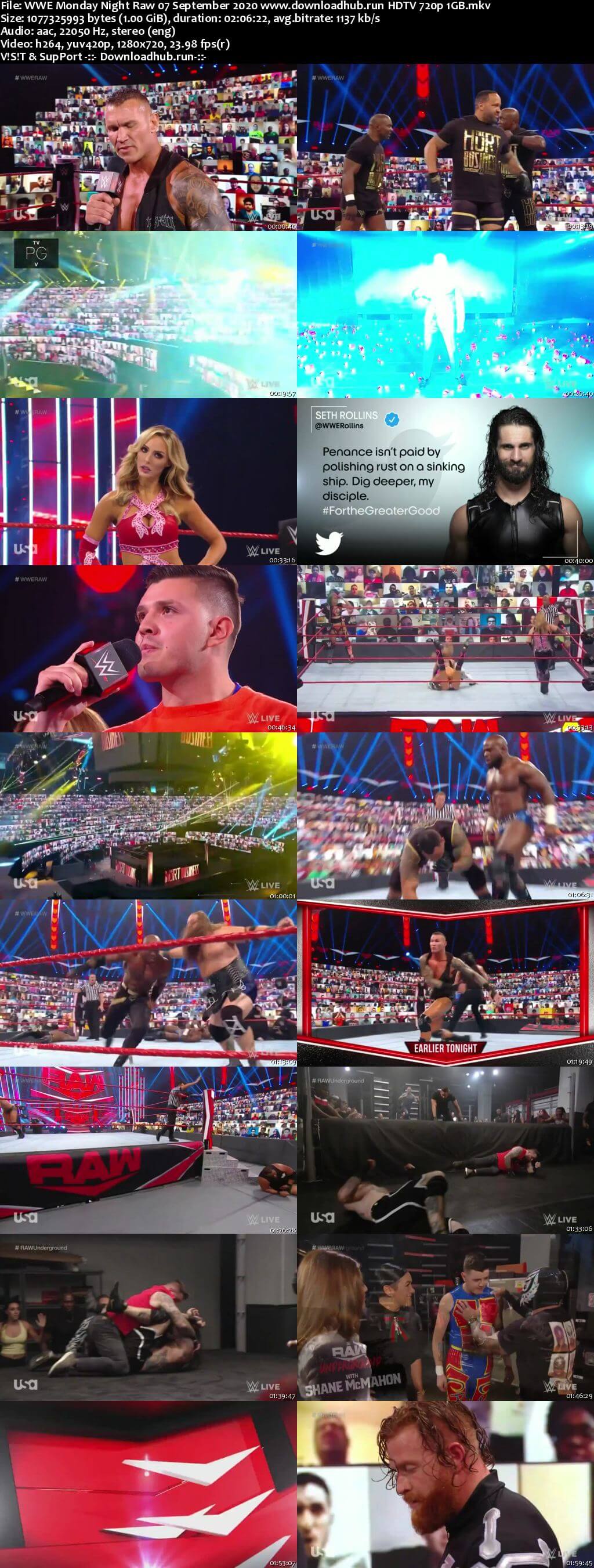 WWE Monday Night Raw 7th September 2020 720p 500MB HDTVRip 480p