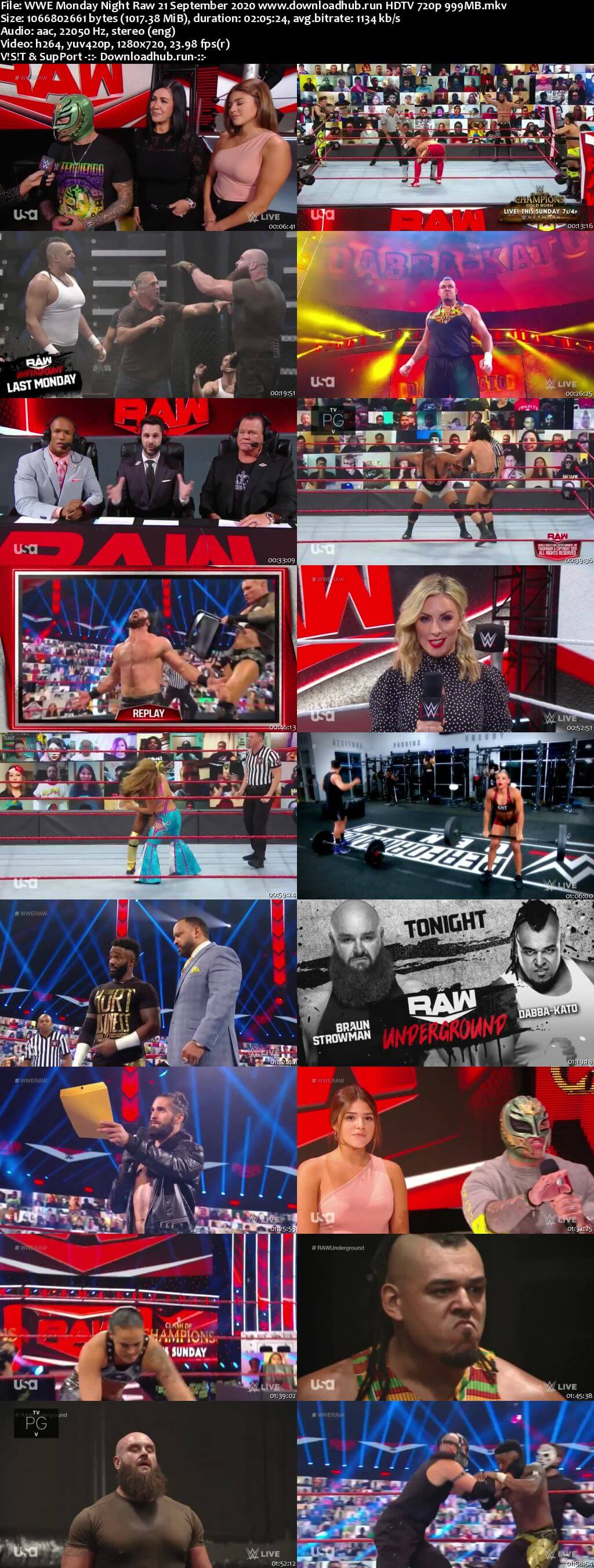 WWE Monday Night Raw 21st September 2020 720p 500MB HDTVRip 480p