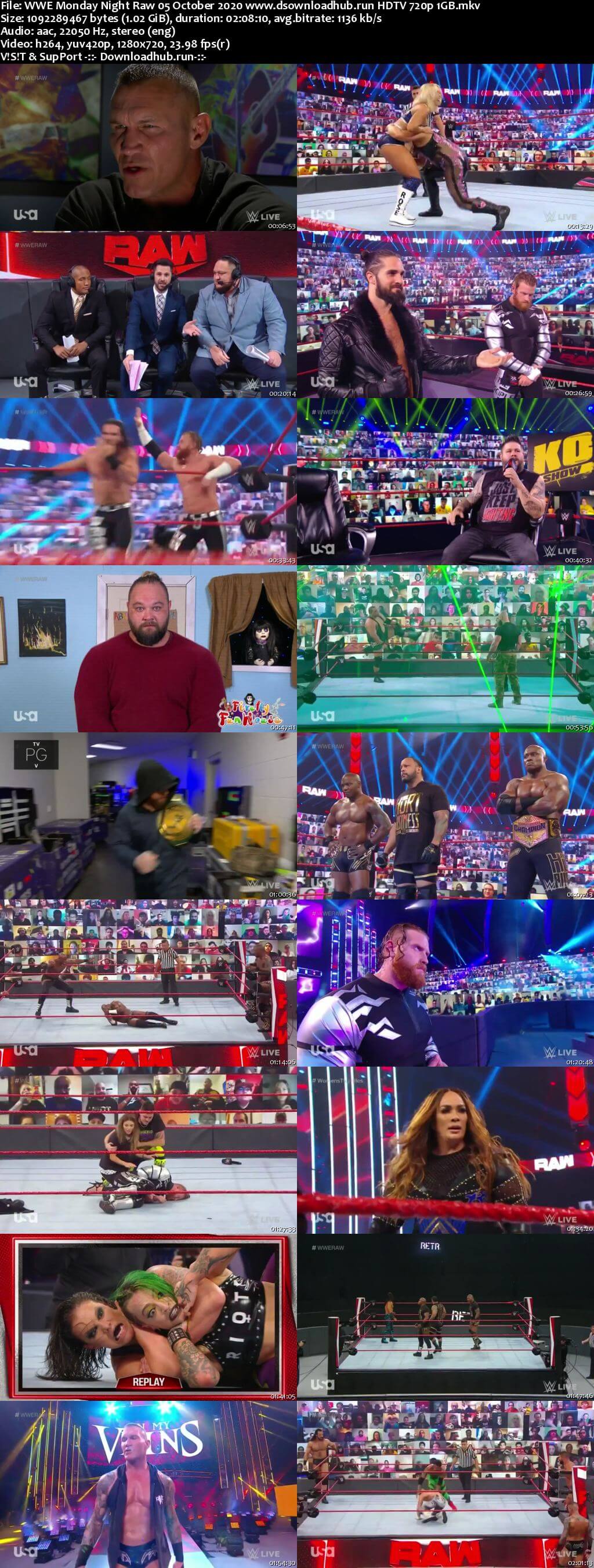 WWE Monday Night Raw 5th October 2020 720p 500MB HDTVRip 480p