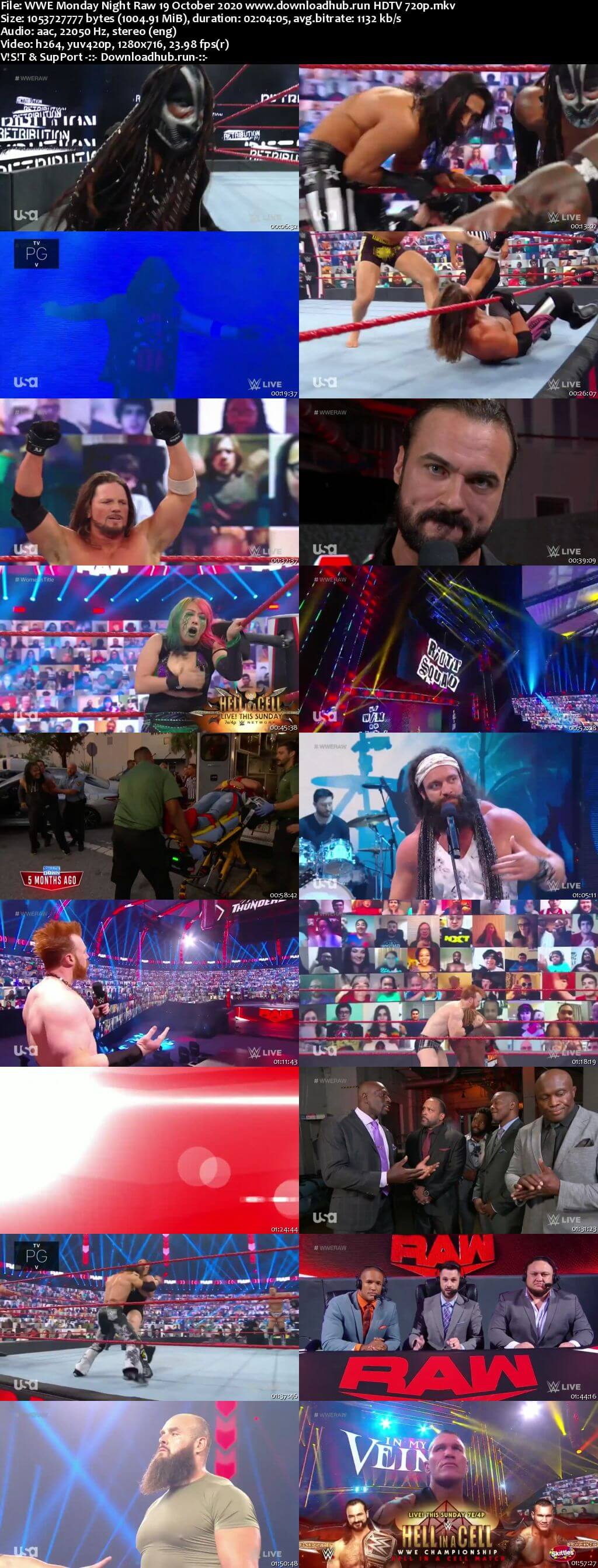 WWE Monday Night Raw 19th October 2020 720p 500MB HDTVRip 480p