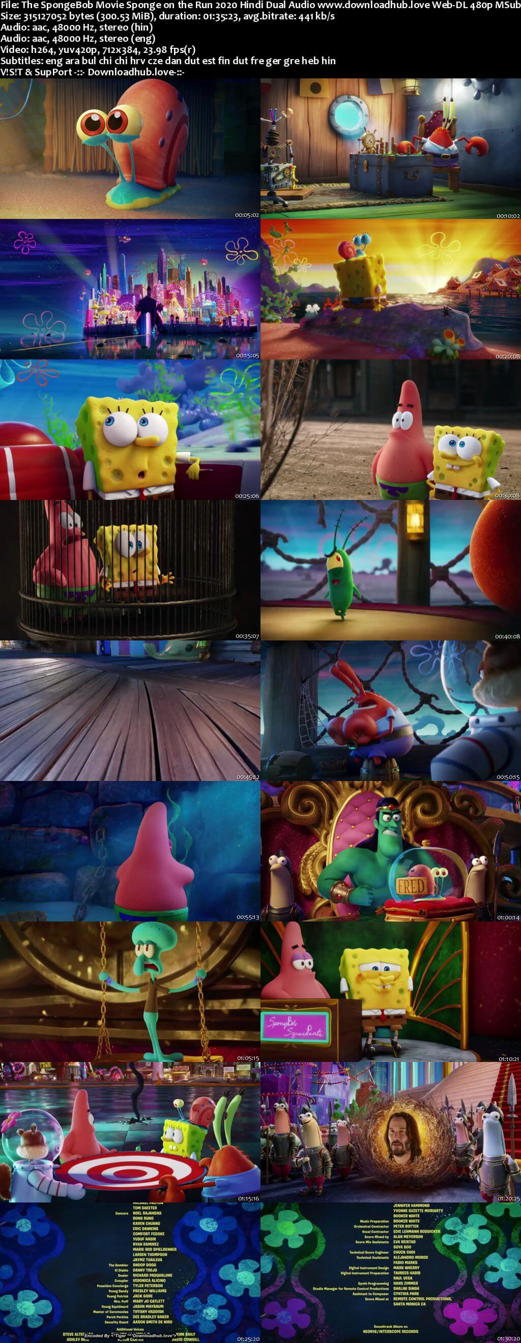 The SpongeBob Movie Sponge on the Run 2020 Hindi Dual Audio 300MB Web-DL 480p MSubs