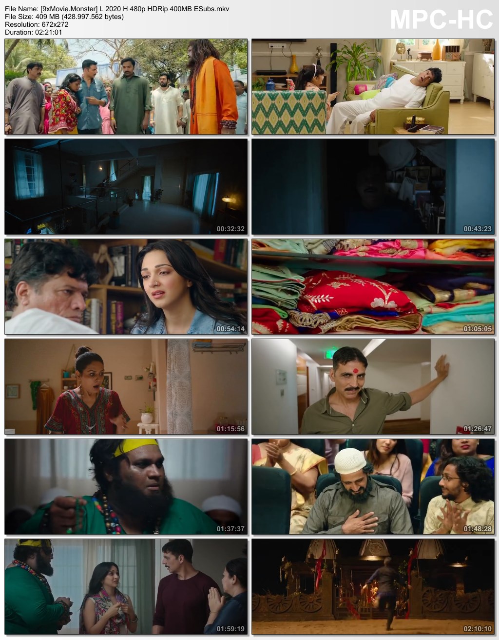 Laxmii 2020 Hindi 480p HDRip x264 400MB ESubs