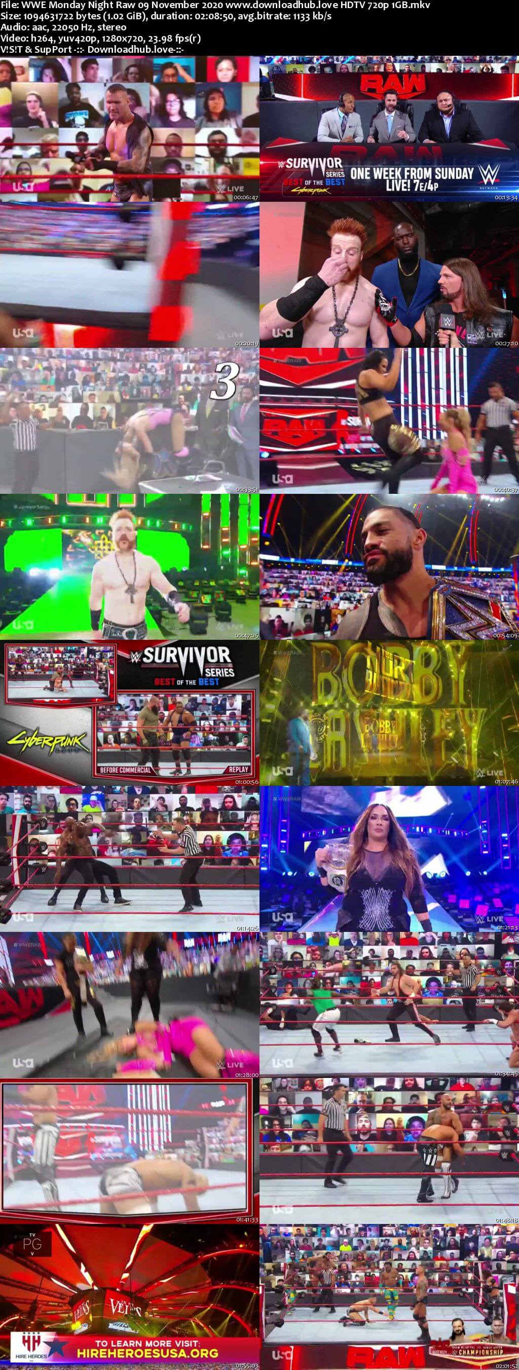 WWE Monday Night Raw 9th November 2020 720p 500MB HDTVRip 480p