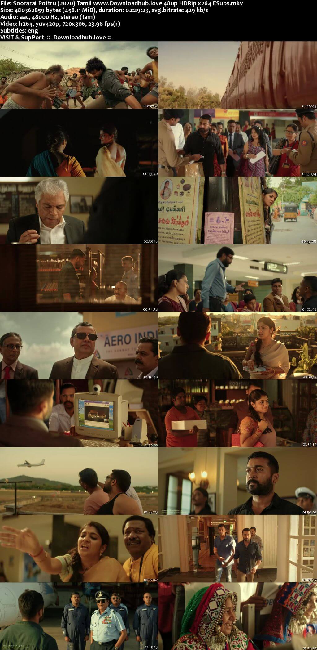 Soorarai Pottru 2020 Tamil 450MB HDRip 480p ESubs