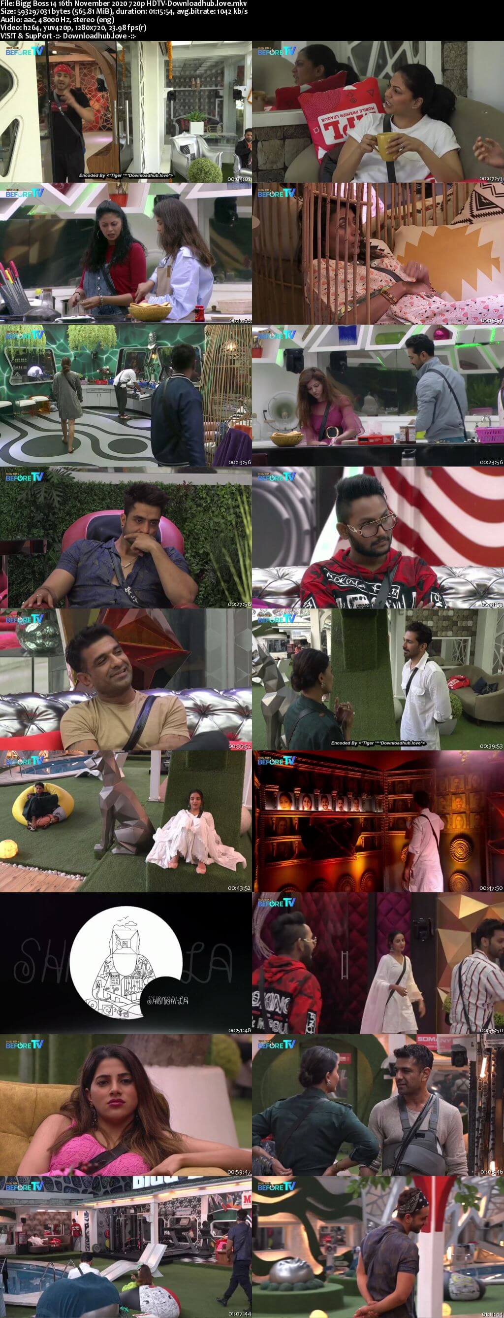 Bigg Boss 14 16th November 2020 Episode 44 720p 480p HDTV