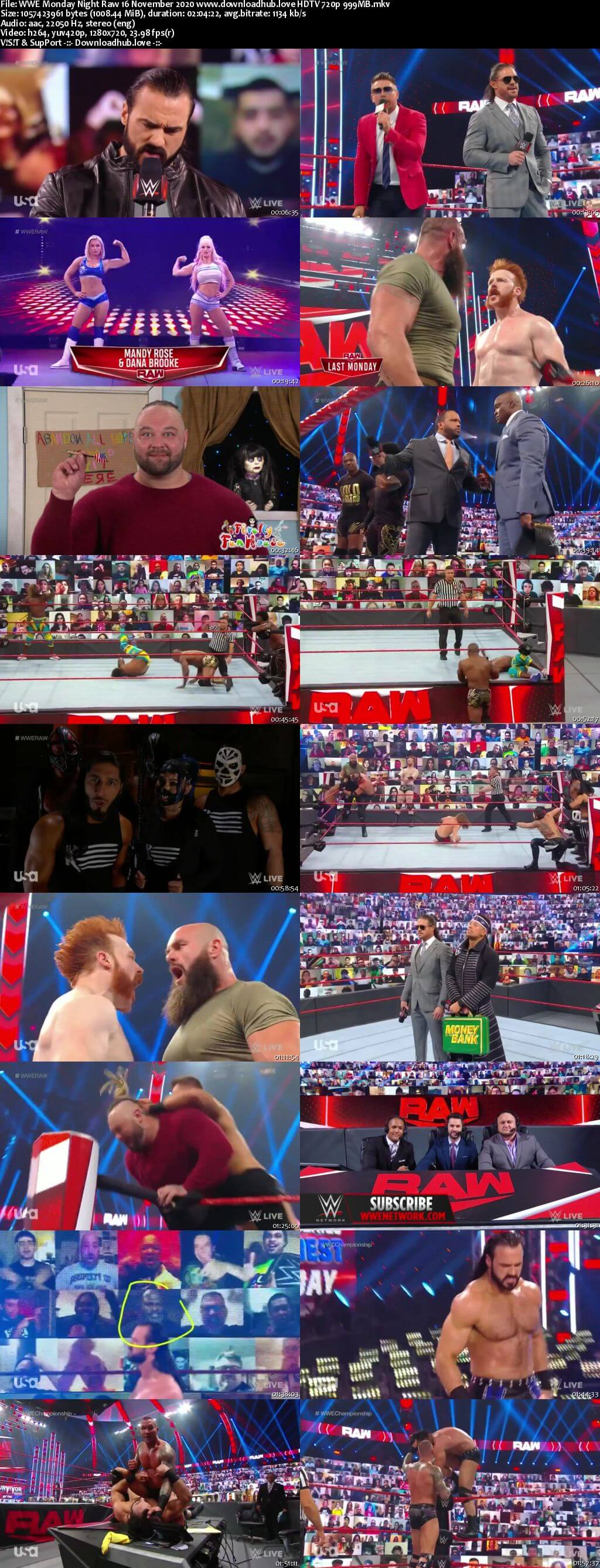 WWE Monday Night Raw 16th November 2020 720p 500MB HDTVRip 480p