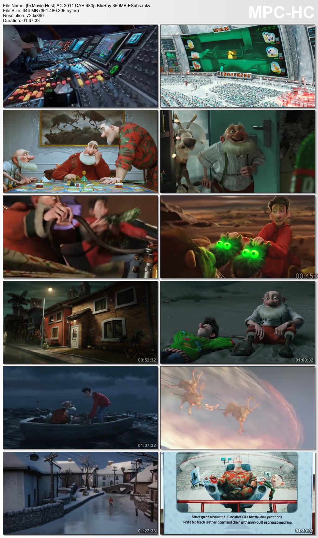 Arthur Christmas 2011 Dual Audio Hindi 480p BluRay x264 350MB ESubs