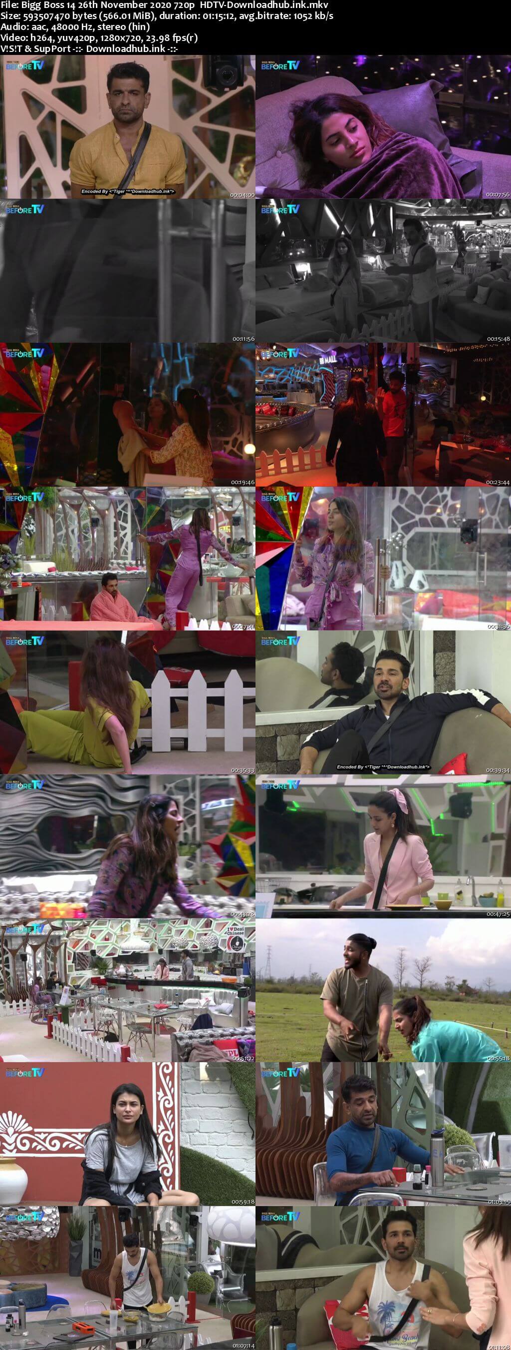 Bigg Boss 14 26th November 2020 Episode 54 720p 480p HDTV