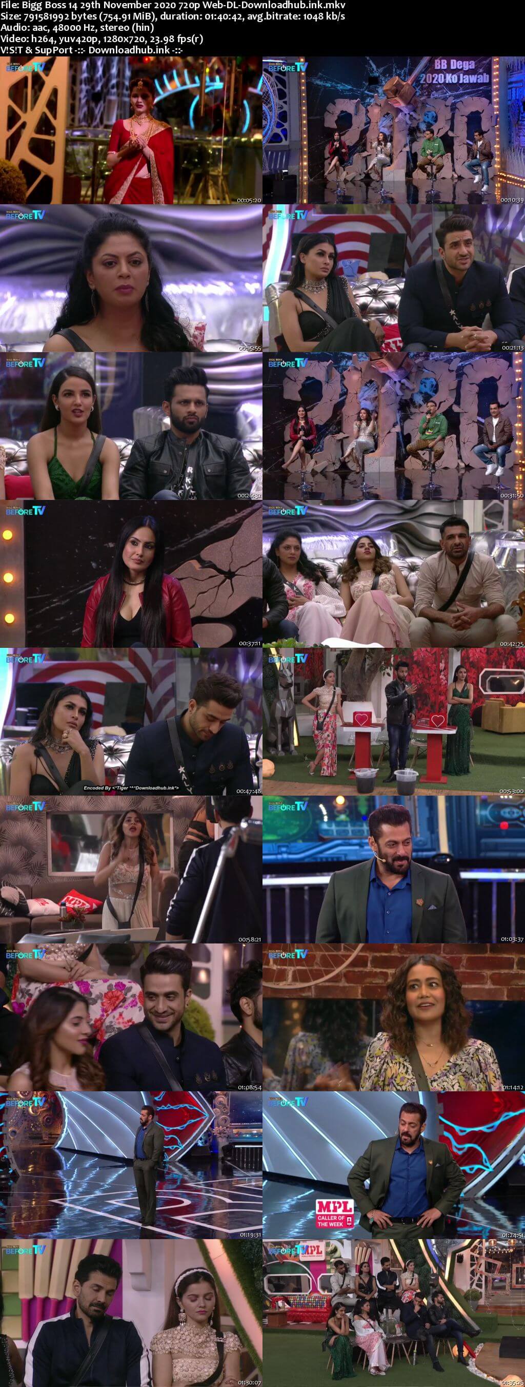 Bigg Boss 14 29th November 2020 Episode 57 720p 480p Web-DL